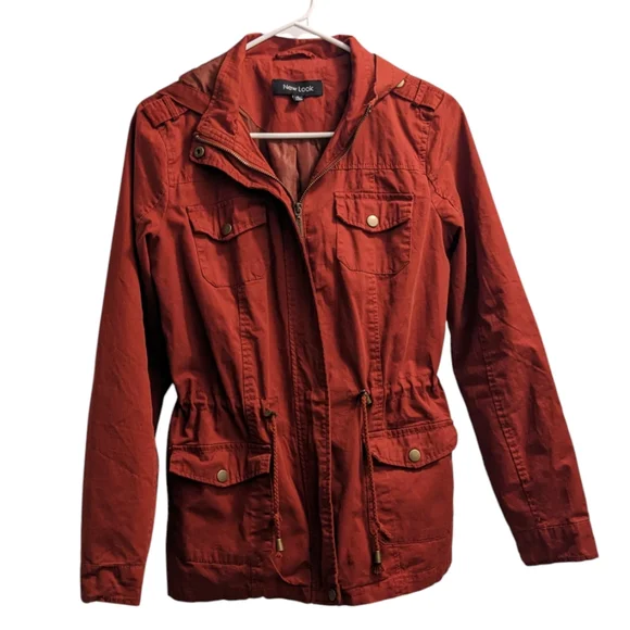 💥 New Look Burnt Red Hooded Utility Jacket S - Picture 2 of 3